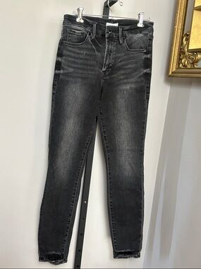 Good American Size 8 29 Good Legs Black Distressed Jeans High Rise